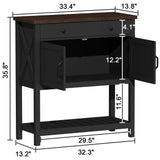 ChooChoo Farmhouse Console Table, Entryway Table with Storage Shelf, Coffee Bar Cabinet, Narrow Buffet Sideboard for Kitchen, Hallway, Living Room, Black ChooChoo