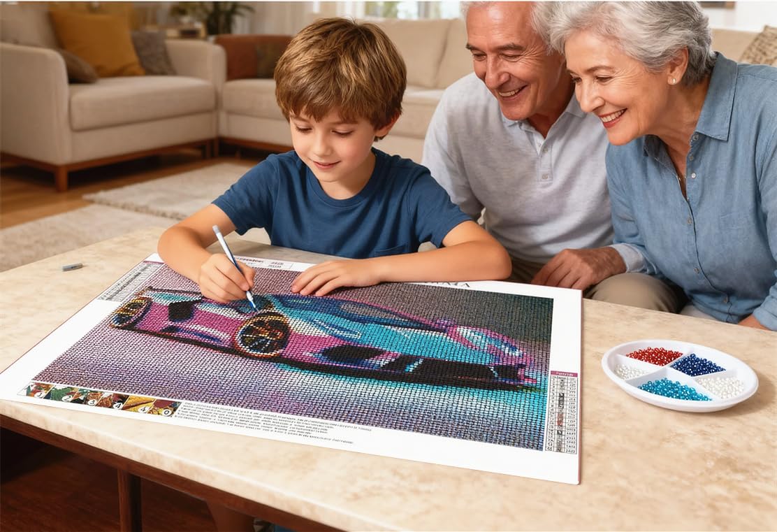 NIHO-JIUMA Diamond Painting Kits Sports Car, DIY 5D Full Drill Diamond Art Gift for Adult/Teen, Home Decoration (30x40cm/12x16 Inches) NIHO-JIUMA