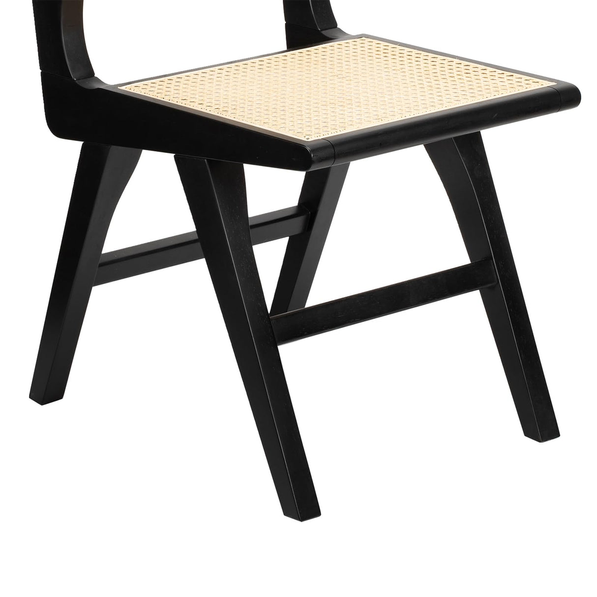 Accent Chair Dining Chairs Set of 2, Solid Wood Frame Boho Rattan Chair, Mid Century Modern Accent Chairs for Living Room Bedroom Dining Room Kitchen(Black) generic