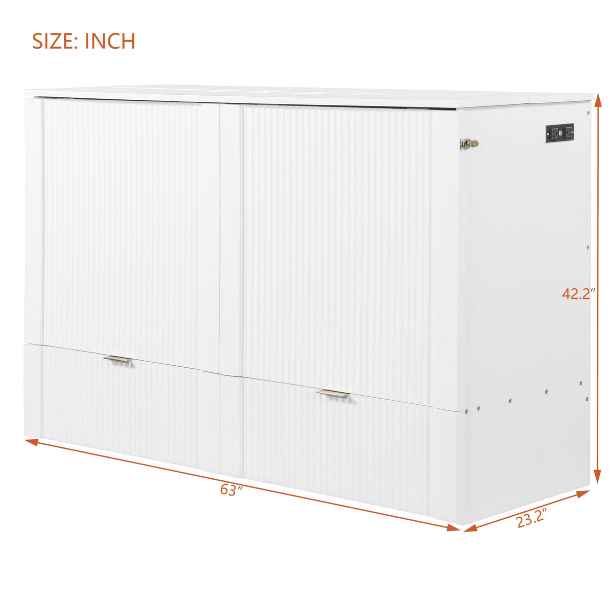 Harper & Bright Designs Queen Size Murphy Bed, Wood Queen Wall Bed with Drawer and a Set of Sockets & USB Ports, Pulley Structure Design, White Harper & Bright Designs