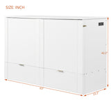 Harper & Bright Designs Queen Size Murphy Bed, Wood Queen Wall Bed with Drawer and a Set of Sockets & USB Ports, Pulley Structure Design, White Harper & Bright Designs