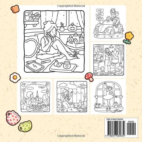 Girl Moments: Vol. 2 Coloring Book for Adults and Teens Featuring Cute Cozy Daily Activities for Relaxation Coco Wyo LLC