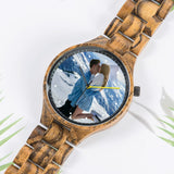 2win Personalized Custom Watch Printing Photo for Men Unique Wood Wristwatch Anniversary Watch for Him & Families 2win