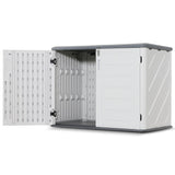Macrout 25 Cu.Ft Small Plastic Outdoor Storage Cabinet with Floor, 4.3 x 2.5 ft Waterproof Resin Outdoor Storage Shed, Lockable Horizontal Shed for Garden and Patio M MACROUT