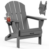 MUCHENGHY Folding Adirondack Chairs HDPE Weather Resistant, Patio Firepit Chairs, Sturdy Outside Chairs, Lawn Chairs, 15min Assembly 380lb Grey MUCHENGHY