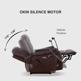 SoarTalent Zero Gravity Power Recliner Chairs for Adults 139°Single Sofa Chair Massage and Lumbar Heating with USB Port, Phone Holder, Side Pocket, Eco Leather(Brown) SoarTalent