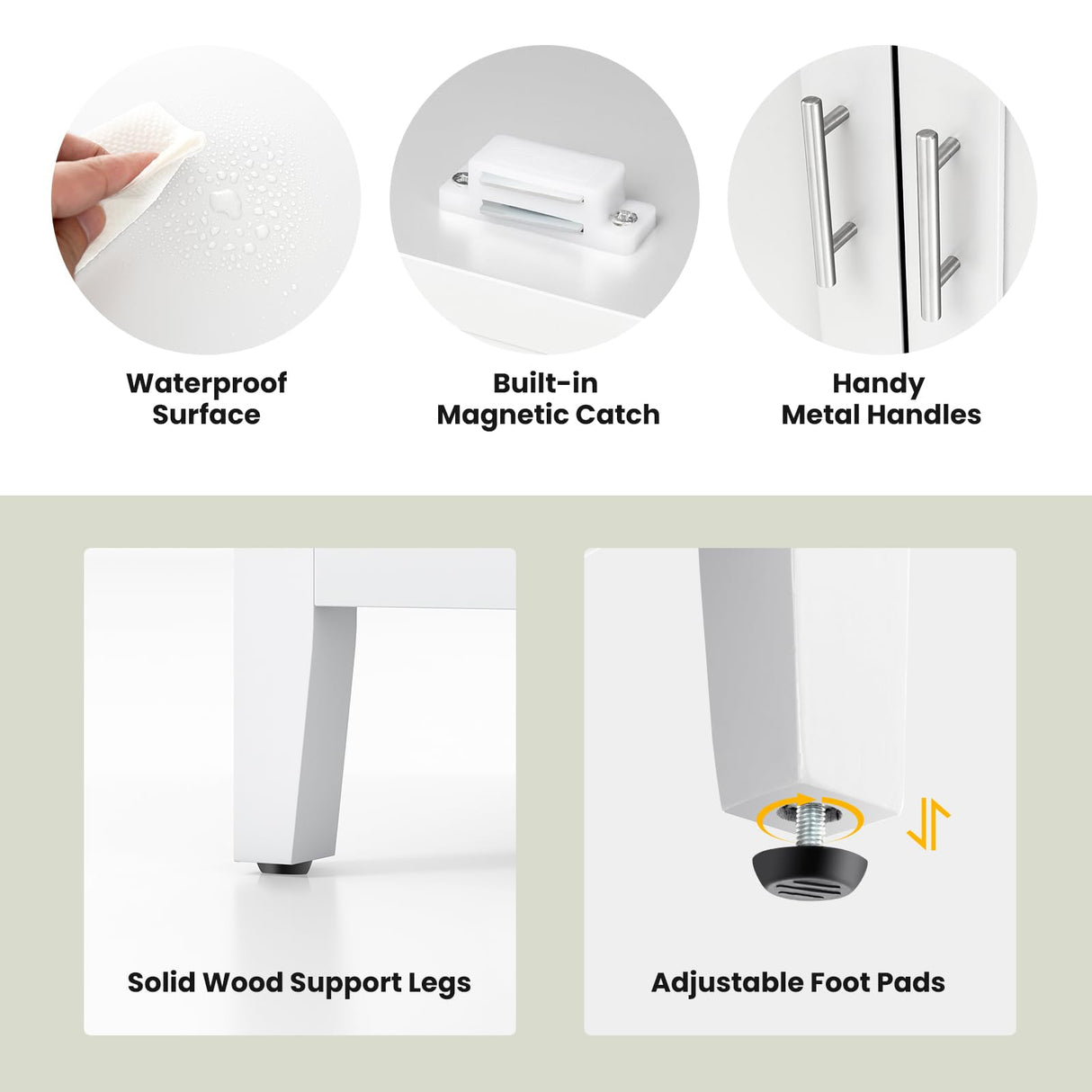 LOKO Buffet Cabinet with Storage, Freestanding Kitchen Cabinet with Adjustable Shelf, Storage Sideboard Console Table, 45 x 20 x 36 inches (White) LOKO