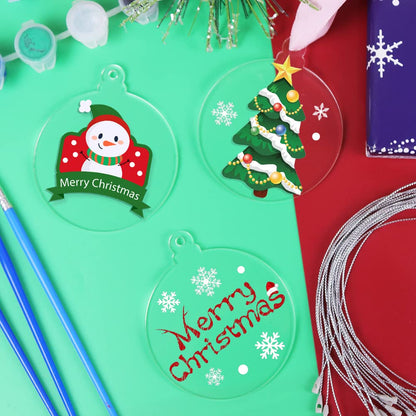 20Pcs 3 Inch Clear Blank Acrylic Christmas Ornaments 2024 Unfinished Round Acrylic Christmas Hanging Ornaments for Christmas Tree Decoration DIY Craft