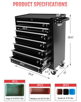 Fitenlor Tool Chest, Tool Boxes with 7 Drawers, Tool Cart with 7 Organizer Tray Divider Set & Wheels, Large Rolling Tool Box Organizer for Garage, Workshop, Home Crafts Fitenlor