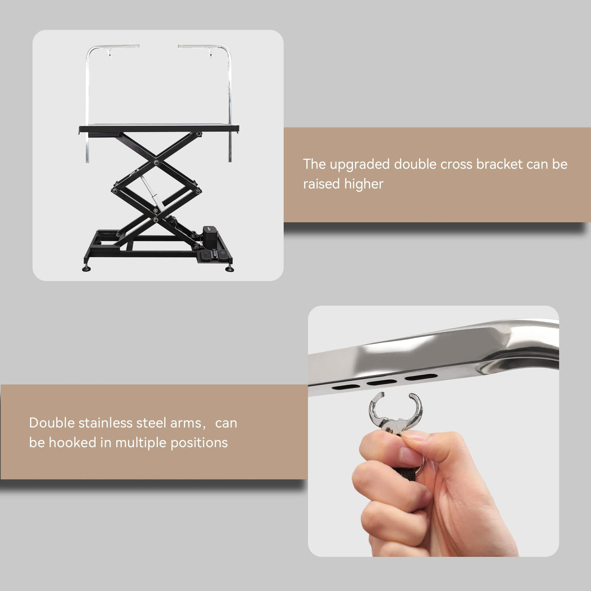 UDSONFY Electric Pet Dog Grooming Table, Heavy Duty Grooming Table Professional Double X-Lift for Large Dogs with Anti-Skid Non-Slip, Double Arms and Nooses, Adjustable Height from 13" up to 47" Black UDSONFY