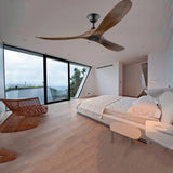 XCWIIE Modern Ceiling Fan No Light 60" Outdoor Ceiling Fans Retro Wood Ceiling Fans, 3 Balsa Wood Blades, DC Motor, for Restaurant Living Room Bedroom Inverter Silent Fan with Remote Timing Function XCWIIE