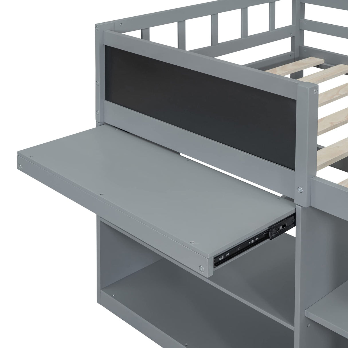 Harper & Bright Designs Twin Size Low Loft Bed with Storage Shelves and Drawers, Wooden Twin Size Loft Bed with Rolling Desk and Chalkboard, for Kids Teens Girls Boys - Gray Harper & Bright Designs