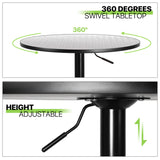 Magshion 23.5'' Round Bar Table, Adjustable Range 27.5"-36" Wood Pub Table with Black Leg and Base for Living Room Dining Room Bar Cocktail Table (Silver) Magshion