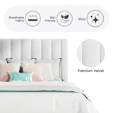 SHA CERLIN Full Bed Frame/Velvet Upholstered Platform Bed Frame with Headboard/Strong Wood Slats Support/Mattress Foundation/No Box Spring Needed/Easy Assembly/White SHA CERLIN