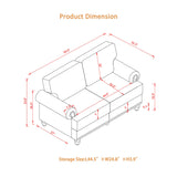 Lestar Loveseat Sofa Faux Leather, Upholstered Comfy 2 Seater Love Seat Sofas Couch Classic Style Round Armrests Nailhead Trim Removable Cushion Cover w/Storage Space (Brown, Loveseat) Lestar