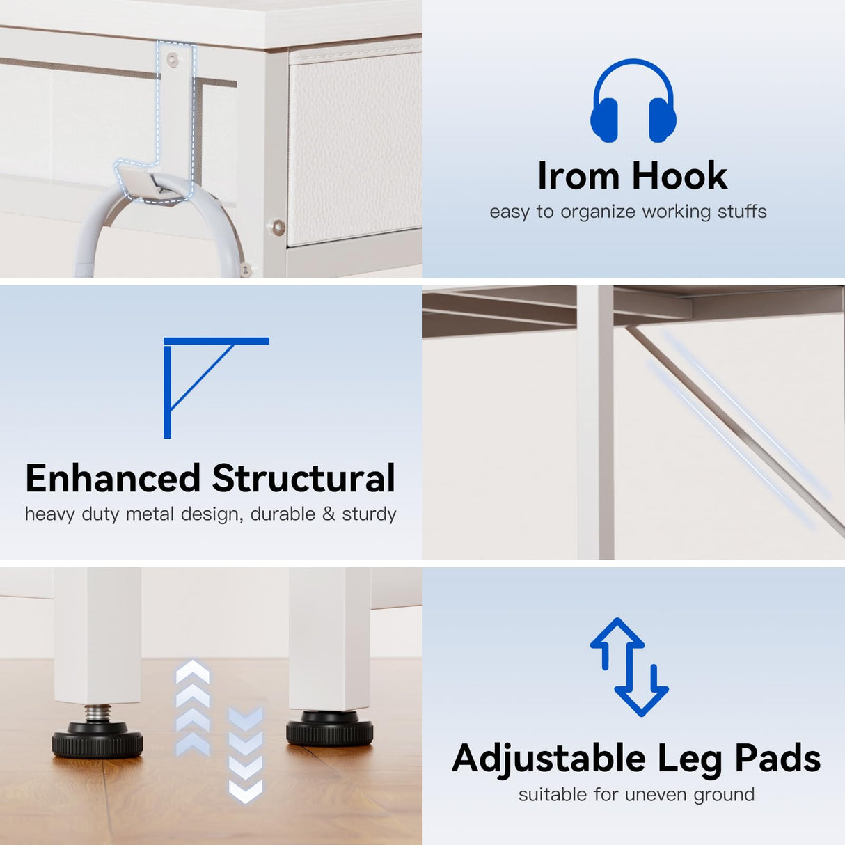 Casaottima 40 Inch Small Office Computer Desk with 2 Drawers & Headphone Hook - Compact Writing Desk for Home Office, Study or Work, Modern Space-Saving Design for Small Spaces, White Casaottima