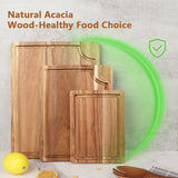 Acacia Wood Cutting Board Set with Juice Groove (3 Pieces), Organic Wooden Cutting Boards for kitchen, Butcher Block Cutting Board for Meat, Vegetable, Wooden Chopping Board 15x10, 12x8, 9x6 inch AIDEA