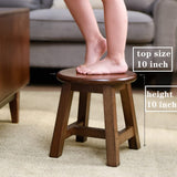 XDSTOOL Solid Wood Stool 10 inch Wooden Stool for Kids Small Short Stool Shoe Changing Step Stool Round (Brown Round) XDSTOOL