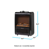 Comfort Zone Electric Mini Fireplace Space Heater with Realistic 3D Flame, Stay-Cool Body, Carry Handle, Overheat Sensor, and Safety Tip-Over Switch, Ideal for Home, Bedroom, & Office, 1,200W, CZFP1BK Comfort Zone