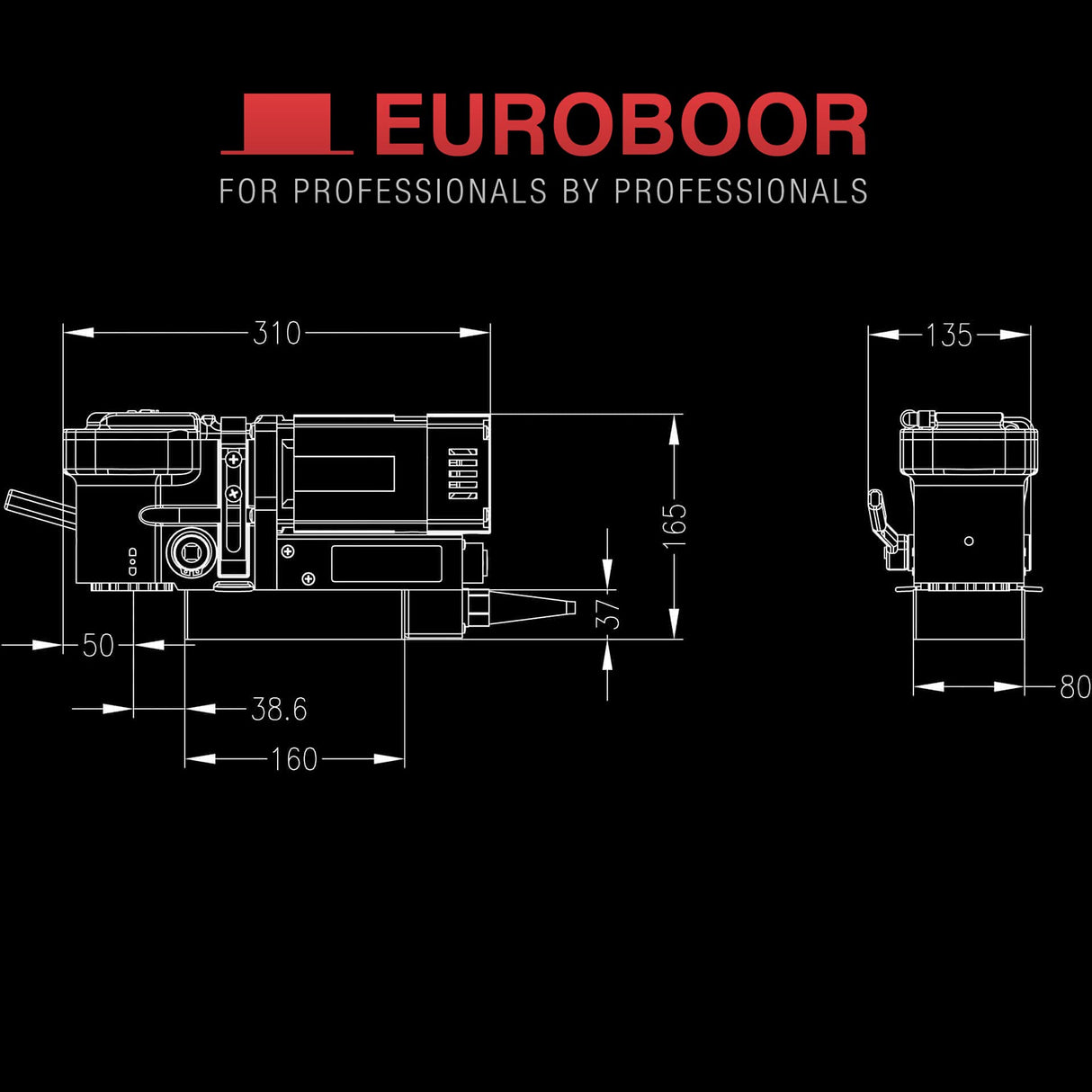 EUROBOOR Magnetic Drill Press - 9.5A Low Profile Drilling Machine with 1-7/16" Annular Cut Capacity & 1-Speed Gearbox - ECO.36+ EUROBOOR