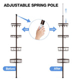 Corner Shower Caddy Tension Pole: Stainless Steel Rustproof 4-Tier Shower Organizer - 47-121 inch Adjustable Bathroom Shelves for Bathtub Shampoo Storage - Tension Rod Floor Standing Bath Rack -Bronze ESSEME