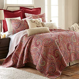 Levtex Home - Spruce Red Quilt Set - King/Cal King Quilt (106x92in.) + Two King Pillow Shams (36x20in.) - Paisley Pattern in Burgundy, Red, Tan, Grey - Reversible - Cotton Levtex Home