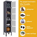 MIIIKO Metal Locker for Employees, 5 Tier Storage Shelves Cabinet, Steel Lockers with 5 Lockable Doors, for School, Home, Office, Changing Room and Gym MIIIKO