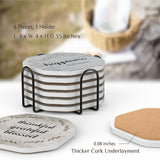 UMIRRO Rustic Farmhouse Coasters for Coffee Table Decor, Ceramic Coaster Set with Holder for Wooden Table, Cute Cup Coasters for Drinks Absorbent, Housewarming Gifts for New House/Home, 4", 6 Pack Umirro