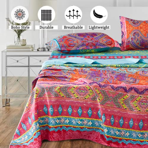 Boho Sheet Set California King Size, 4PCS Bohemian Colorful Tribal 16 Inch Deep Pocket Boho Indian Bedding Sheets, Soft Microfiber Bed Sheet Set Cal king(1 Fitted Sheet, 1 Flat Sheet, 2 Pillowcases) DJY