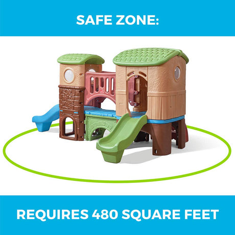 Step2 Clubhouse Climber, Kids Outdoor Playset, Backyard Playground Set, 2 Slides, Climbing Wall, Elevated Playhouse, Outside Jungle Gym, For Toddlers 2-6 Years Old Step2