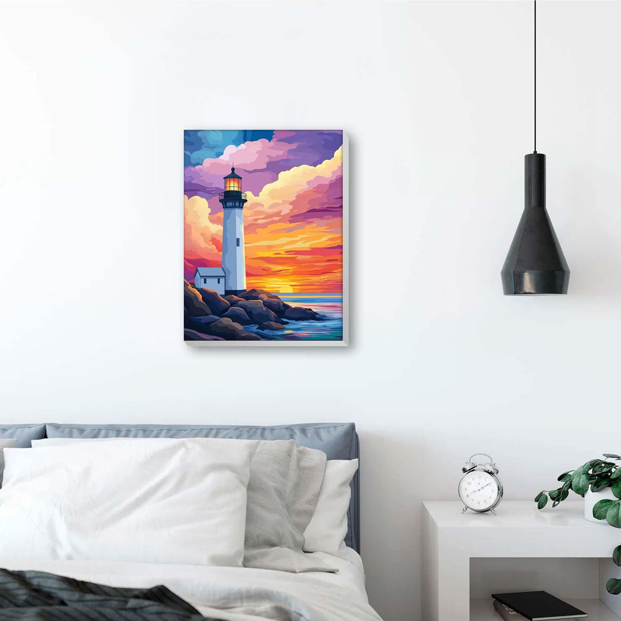 Reofrey Framed Paint by Numbers Kit for Adults & Beginner - 8x12 Inch Canvas Lighthouse Landscape Paint by Numbers - Educational & Creative Art Set for Beginners - Perfect for Home & Wall Decoration Reofrey