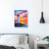 Reofrey Framed Paint by Numbers Kit for Adults & Beginner - 8x12 Inch Canvas Lighthouse Landscape Paint by Numbers - Educational & Creative Art Set for Beginners - Perfect for Home & Wall Decoration Reofrey