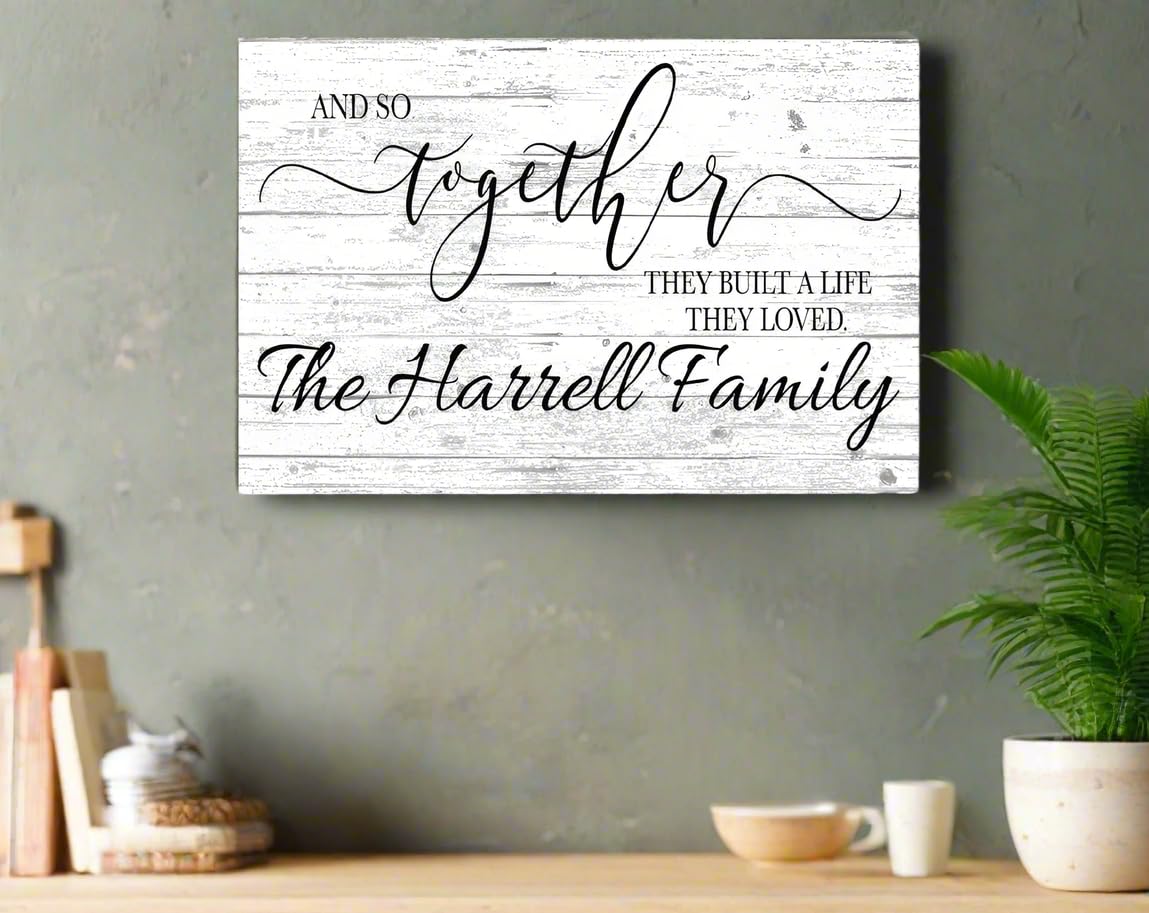 Personalized Wedding Gift Sign With Names And So Together They Built a Life They Loved Custom Wood Farmhouse Décor for Home, Wedding, Family or Couples Gift Idea Broad Bay