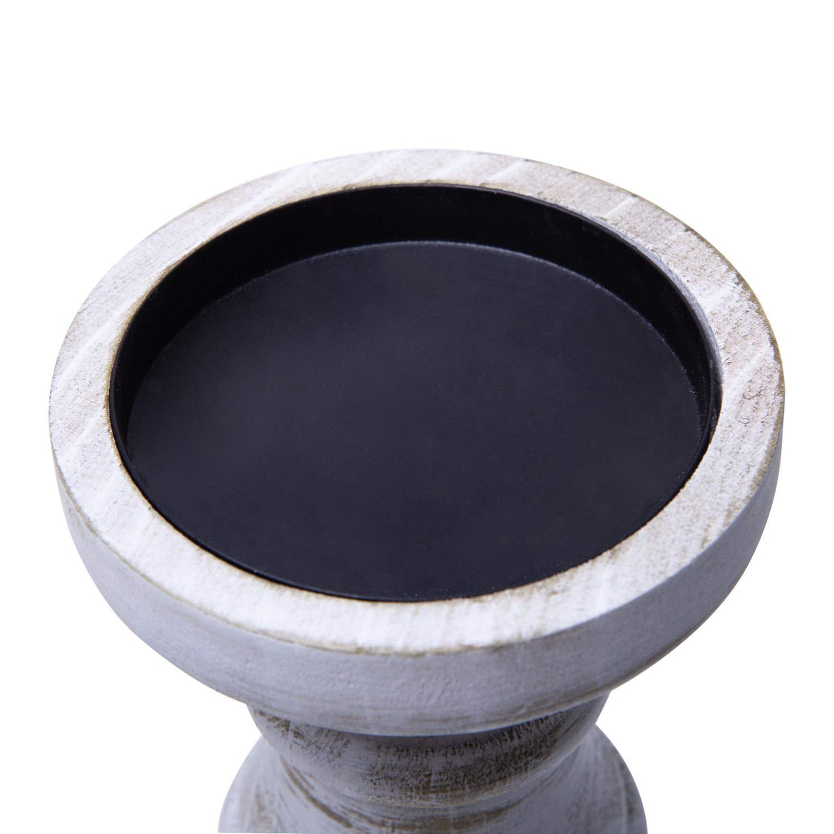 NIKKY HOME Pillar Candle Holder Set of 3 - Farmhouse Wood Candle Stand, Mantle Decor Centerpieces for Fireplace, Living or Dining Room Table, Distressed White NIKKY HOME