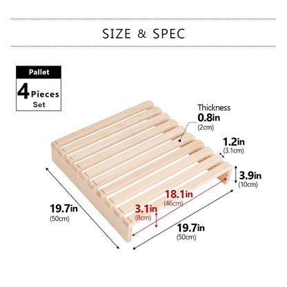 EMOOR Pallet Bed Slats 4 Pieces (for Additional Purchase) Pine Wood Natural, Japanese Futon Mattress Floor Sleeping Tatami Mat