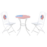 Outsunny 3 Piece Patio Bistro Set, Folding Outdoor Furniture with USA Mosaic Table and Chairs, Portable Metal Frames for 4th of July, Balcony, Backyard, Poolside, Porch, American Flag Outsunny
