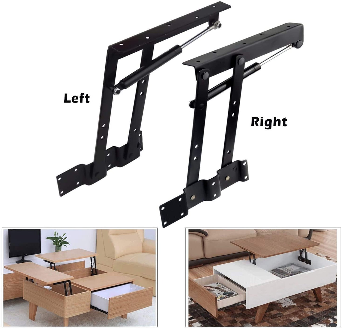 2pcs Folding Lift up Top Coffee Table Lifting Frame Desk Mechanism Hardware Fitting Hinge Spring Standing Rack Hinge Rack Bracket (Gas Hydraulic)