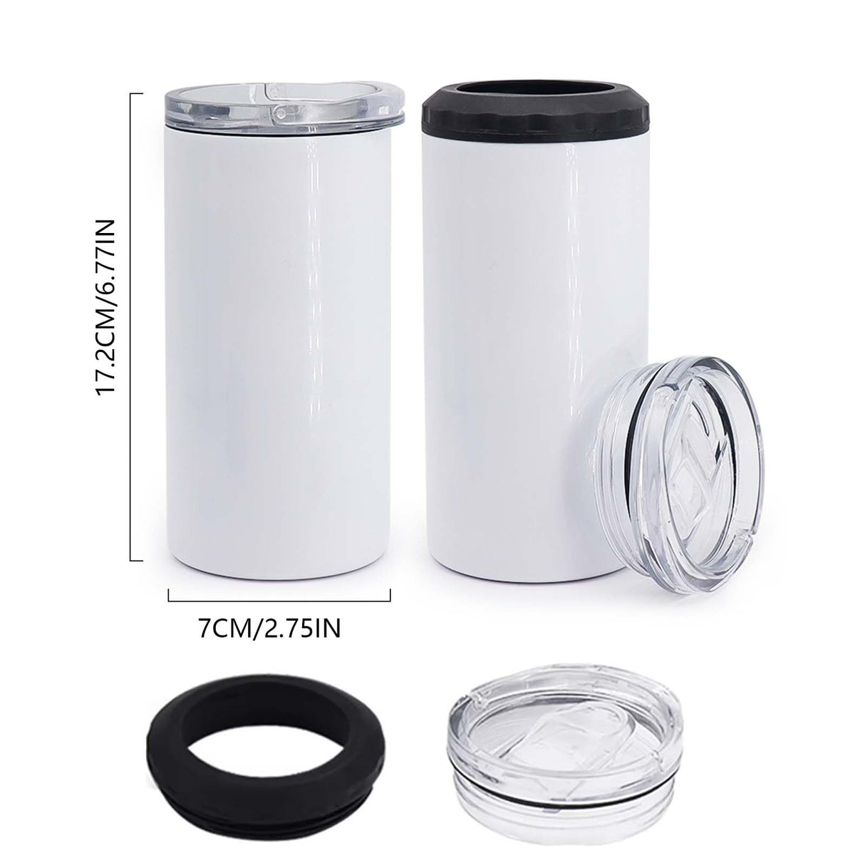 HIZEE 16 oz Sublimation 4 in 1 Can Cooler Tumbler Blank 4pack,Double Stainless Steel Vacuum Insulated for Hot and Cold Beverages,Standard Can,Beer Bottle and Insulated Mugs HIZEE