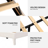 DOGIBIXO Full Size Bed Frame with Wingback Headboard, Upholstered Platform Bed Frame with Diamond Tufted Headboard & Lights, Wood Slat, Easy Assembly, Noise-Free, No Box Spring Needed, Beige DOGIBIXO