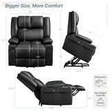 Yaheetech Large Electric Power Lift Recliner Chair, PU Leather Massage Chair with Heat and USB Port for Elderly, Ergonomic Lounge Chair with 2 Cup Holders Side Pockets, Overstuffed Wide Single Sofa Yaheetech