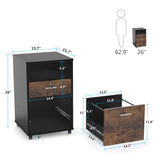 Tribesigns 2 Drawer Mobile File Cabinet with Lock, Wood Modern Filing Cabinet for Letter Size, Printer Stand with Rolling Wheels and Open Storage Shelf for Home Office(Rustic Brown) Tribesigns