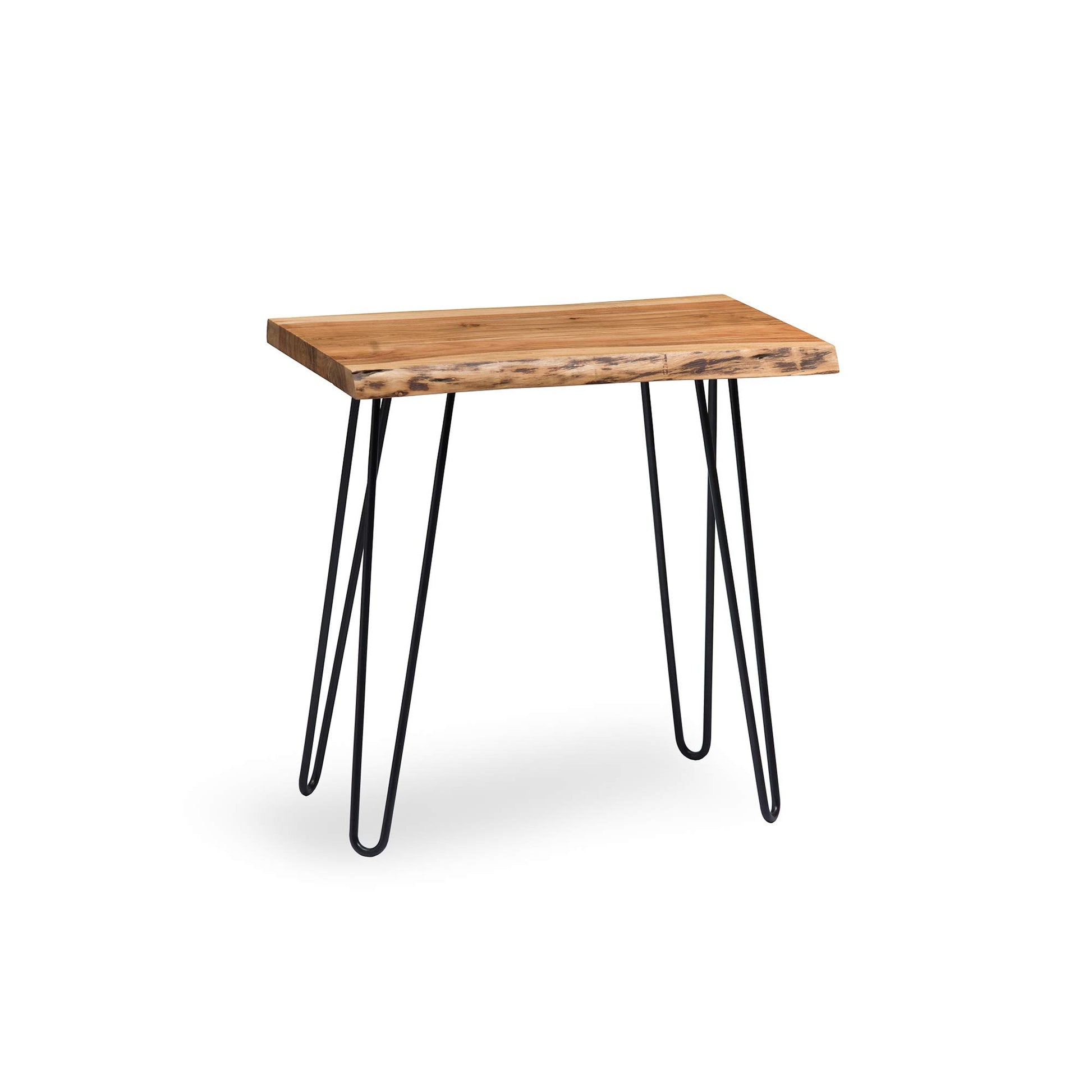 Alaterre Furniture Hairpin Natural End Table, Live Edge 15 in x 20 in x 27 in - WoodArtSupply