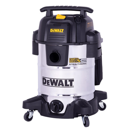 DEWALT 10 Gallon STEALTHSONIC Shop Vacuum Wet and Dry, Ultra Quiet Heavy Duty Shop Vacuum with Attachments, Powerful Outdoor Shop Vac for Car, Garage, Workshop, Jobsite, Patio, DXV10S-QT, 5 Peak HP DEWALT