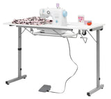 Rollaway II Compact Portable Folding Sewing Table, Silver/White Sew Ready