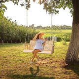 VINGLI Upgraded Patio Wooden Porch Swing for Courtyard & Garden, Heavy Duty 880 LBS Swing Chair Bench with Hanging Chains for Outdoors (4 FT, Natural) VINGLI