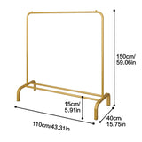 JIUYOTREE Metal 43.3 Inches Garment Rack with Bottom Shelf Clothing Rack for Hanging Clothes Coats Skirts Shirts Sweaters Gold JIUYOTREE