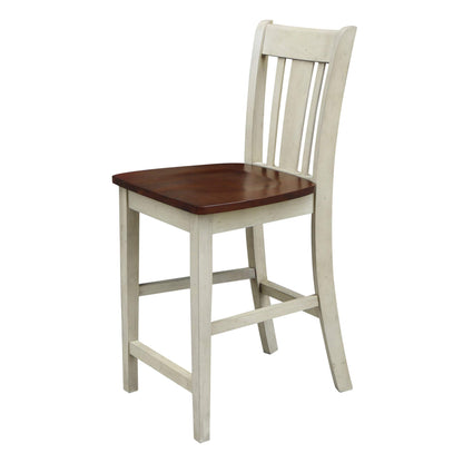 International Concepts San Remo Stool Barstool, Antiqued Almond/Espresso - WoodArtSupply