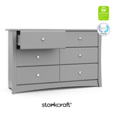 Storkcraft Crescent 6-Drawer Dresser (Pebble Gray) – GREENGUARD Gold Certified, Gray Dresser for Bedroom, Kids & Nursery Storage Chest, Safety Interlocking Drawers, Pre-Installed Tracks, Kids Chest Storkcraft
