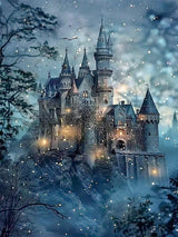 Ekuxom Night Castle Diamond Painting Kits for Adults, Diamond Art Kits for Adults, DIY 5D Round Full Drill Gem Art Kits for Gifts Home Wall Decor 12X16 Inch Ekuxom