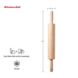 KitchenAid Maple Wood Handled Rolling Pin, 22-Inch KitchenAid